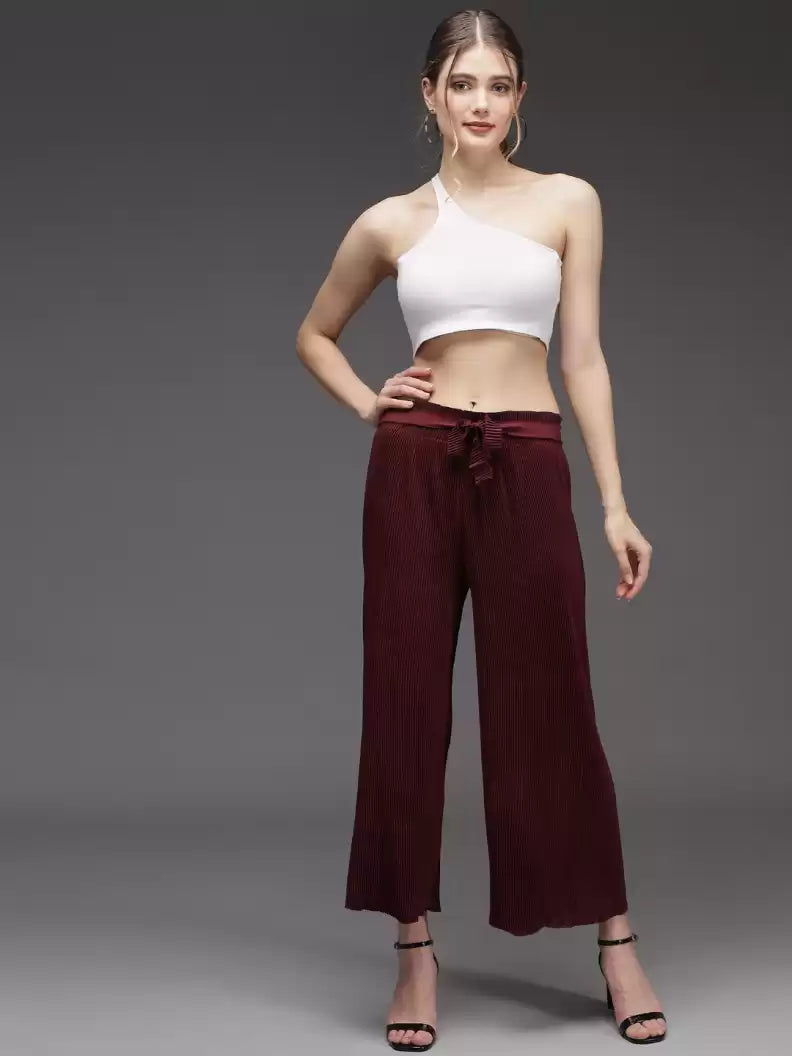 TANDUL  Regular Fit Women Maroon Georgette Trousers