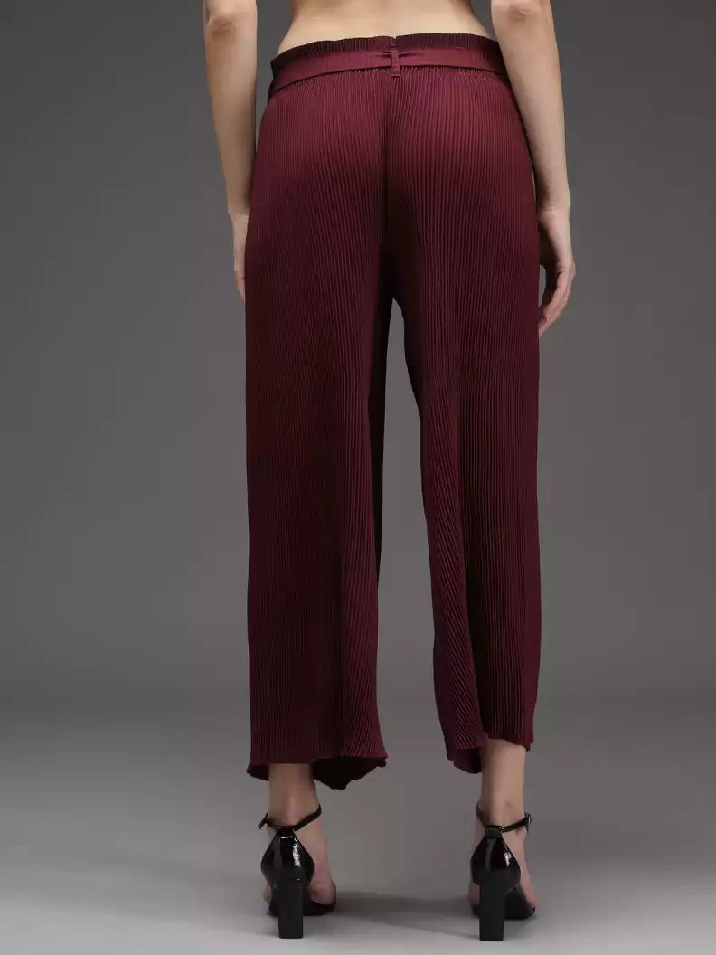 TANDUL  Regular Fit Women Maroon Georgette Trousers