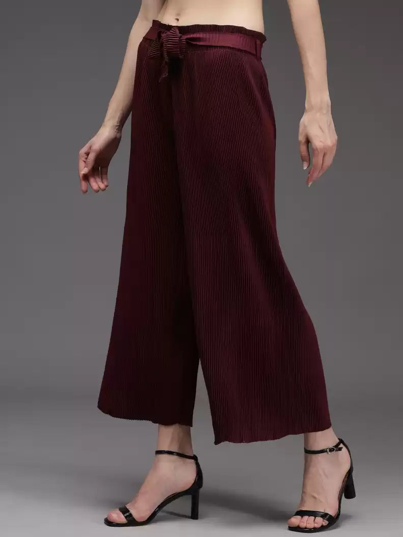 TANDUL  Regular Fit Women Maroon Georgette Trousers