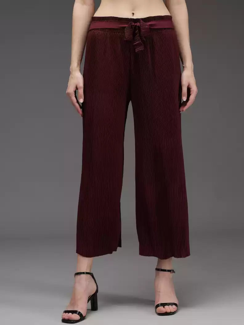 TANDUL  Regular Fit Women Maroon Georgette Trousers