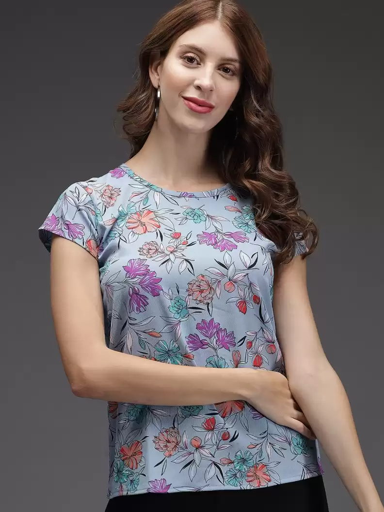 TANDUL  Casual Regular Sleeves Floral Print Women Multicolor Top