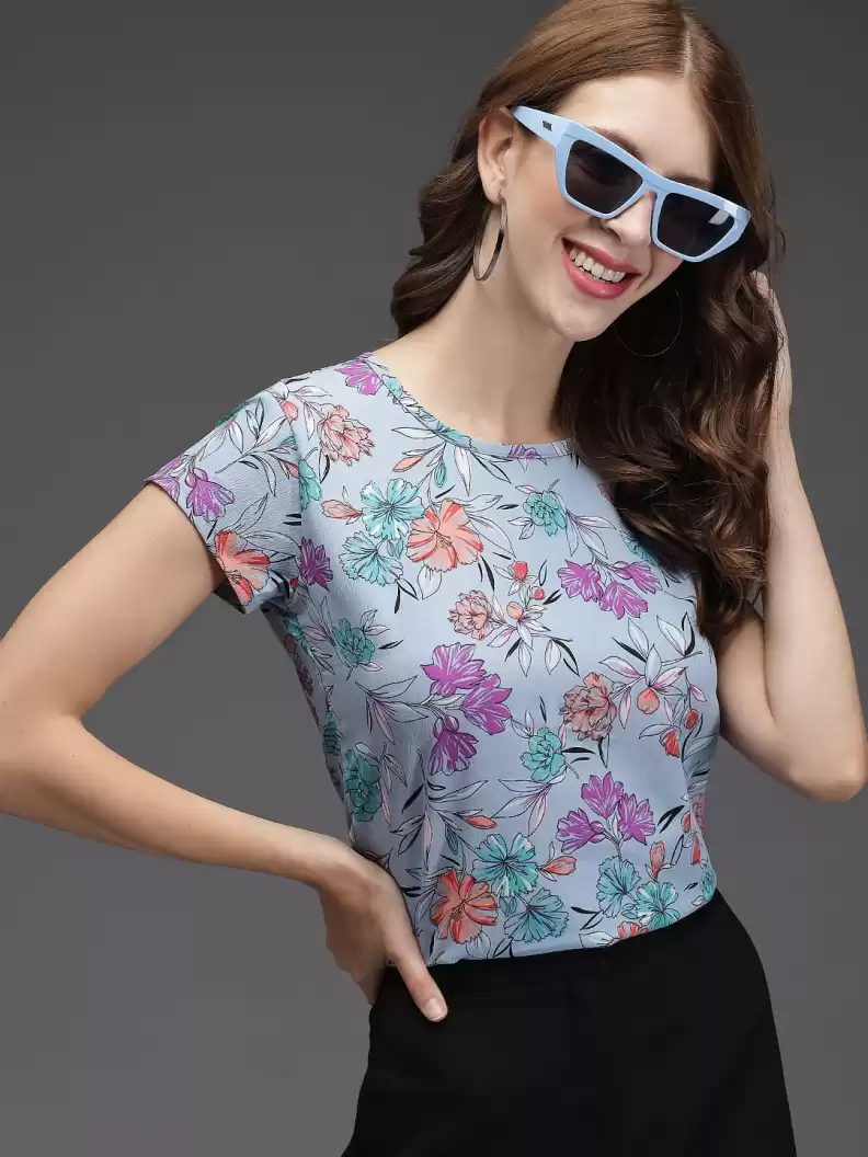 TANDUL  Casual Regular Sleeves Floral Print Women Multicolor Top