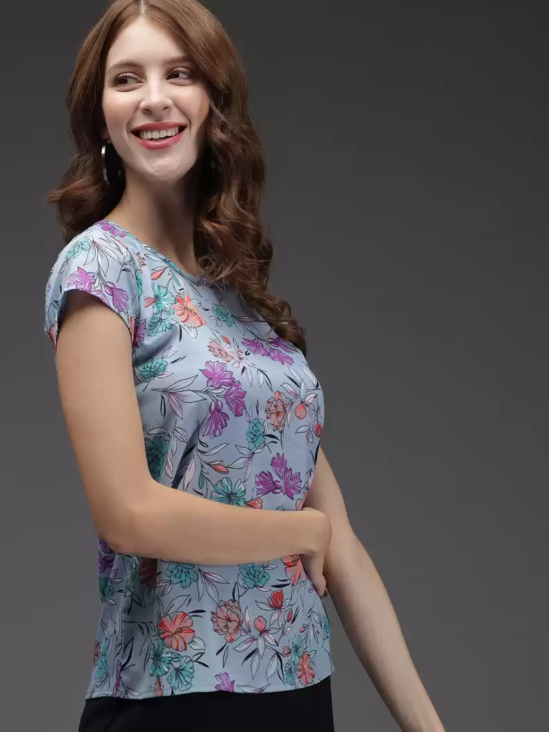 TANDUL  Casual Regular Sleeves Floral Print Women Multicolor Top