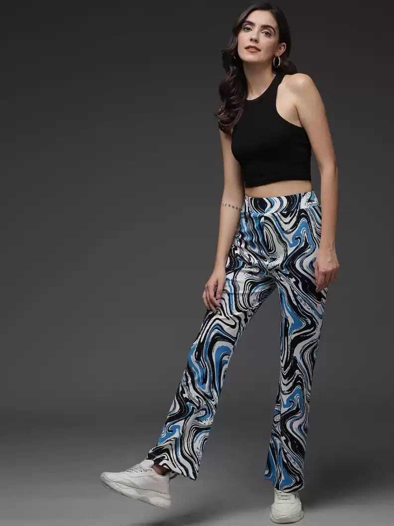 TANDUL  Regular Fit Women Multicolor Lycra Blend Trousers