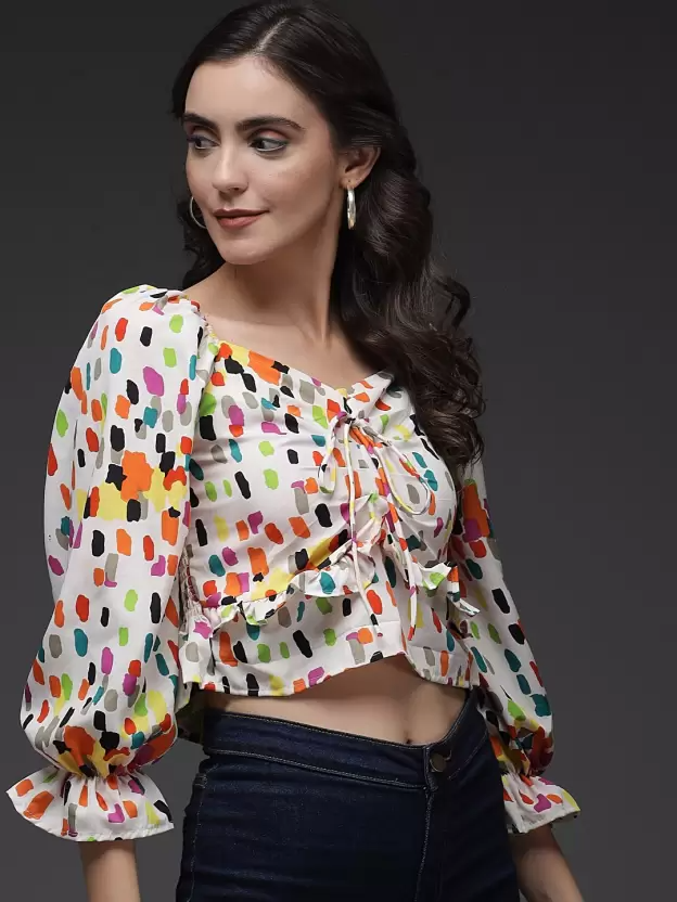 TANDUL  Casual Regular Sleeves Printed Women Multicolor Top