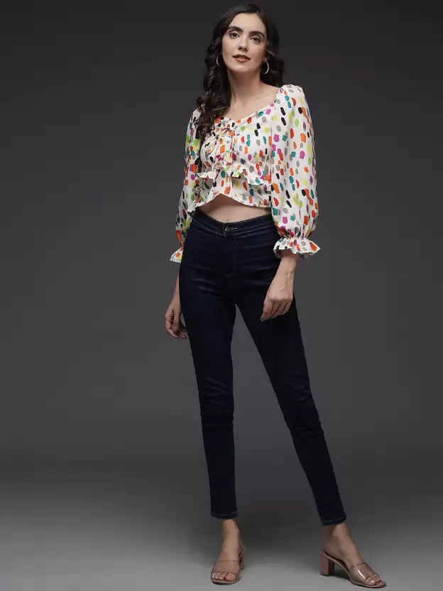 TANDUL  Casual Regular Sleeves Printed Women Multicolor Top