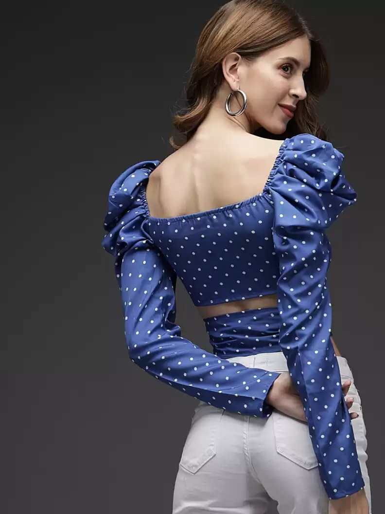 TANDUL  Casual Regular Sleeves Printed Women Blue Top