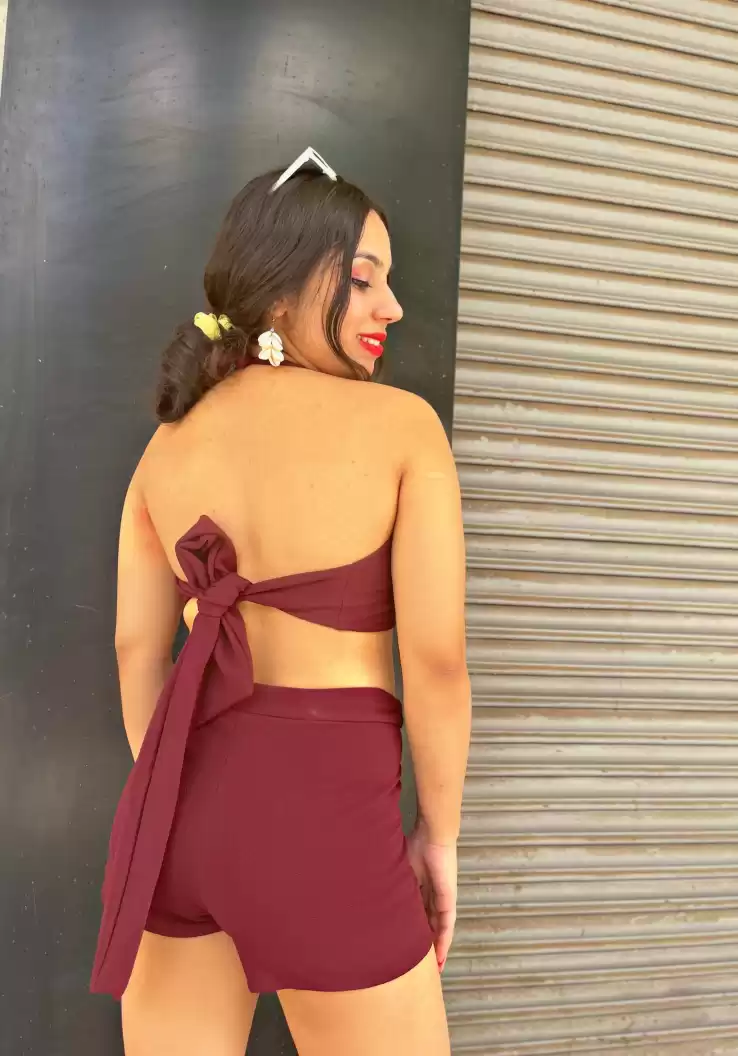 TANDUL  Women Two Piece Dress Maroon Dress