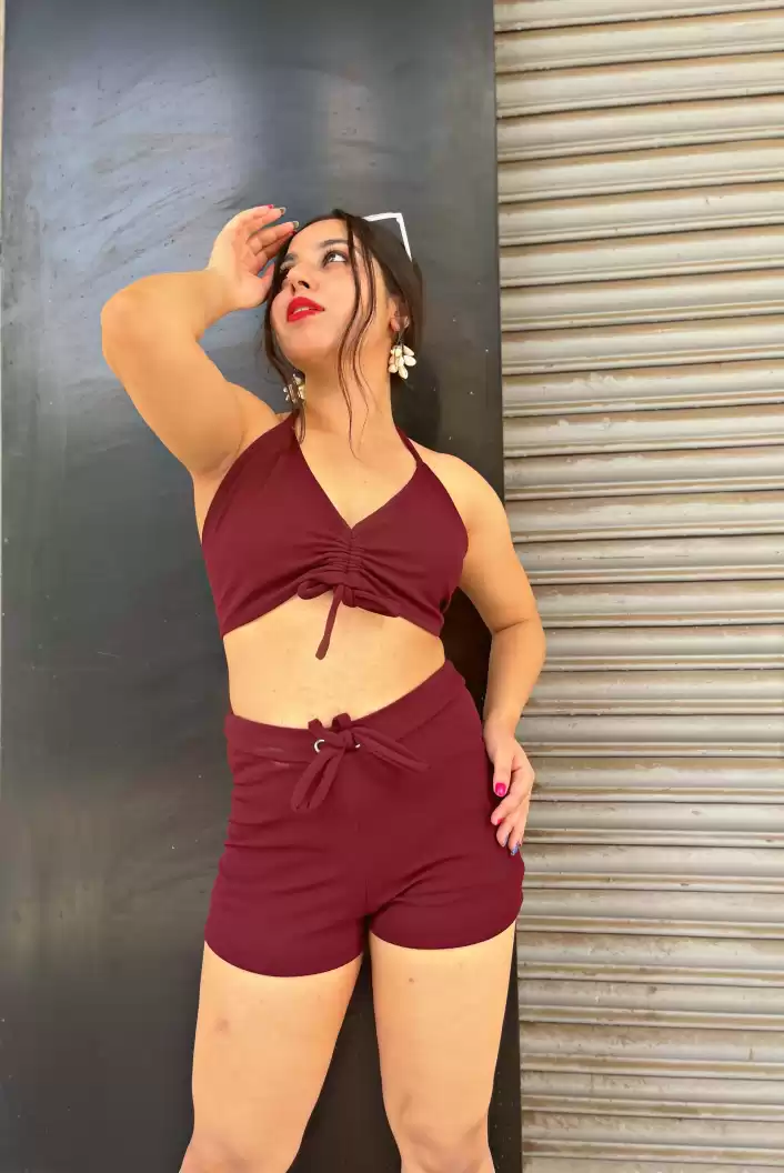 TANDUL  Women Two Piece Dress Maroon Dress