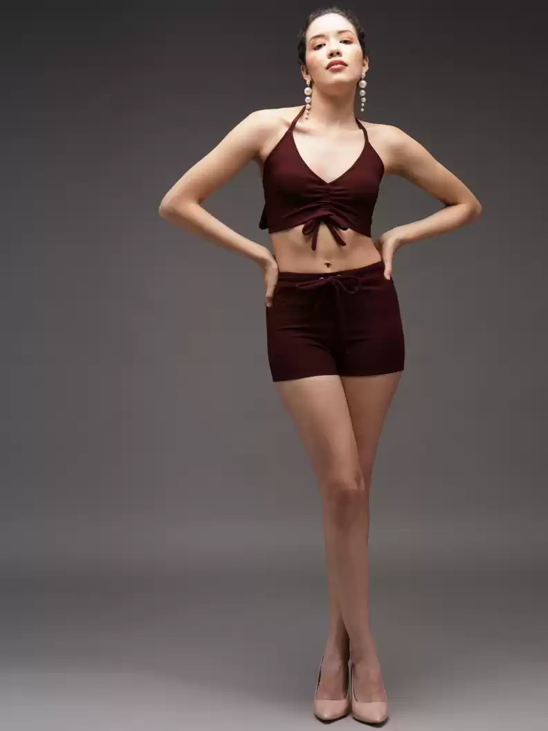 TANDUL  Women Two Piece Dress Maroon Dress