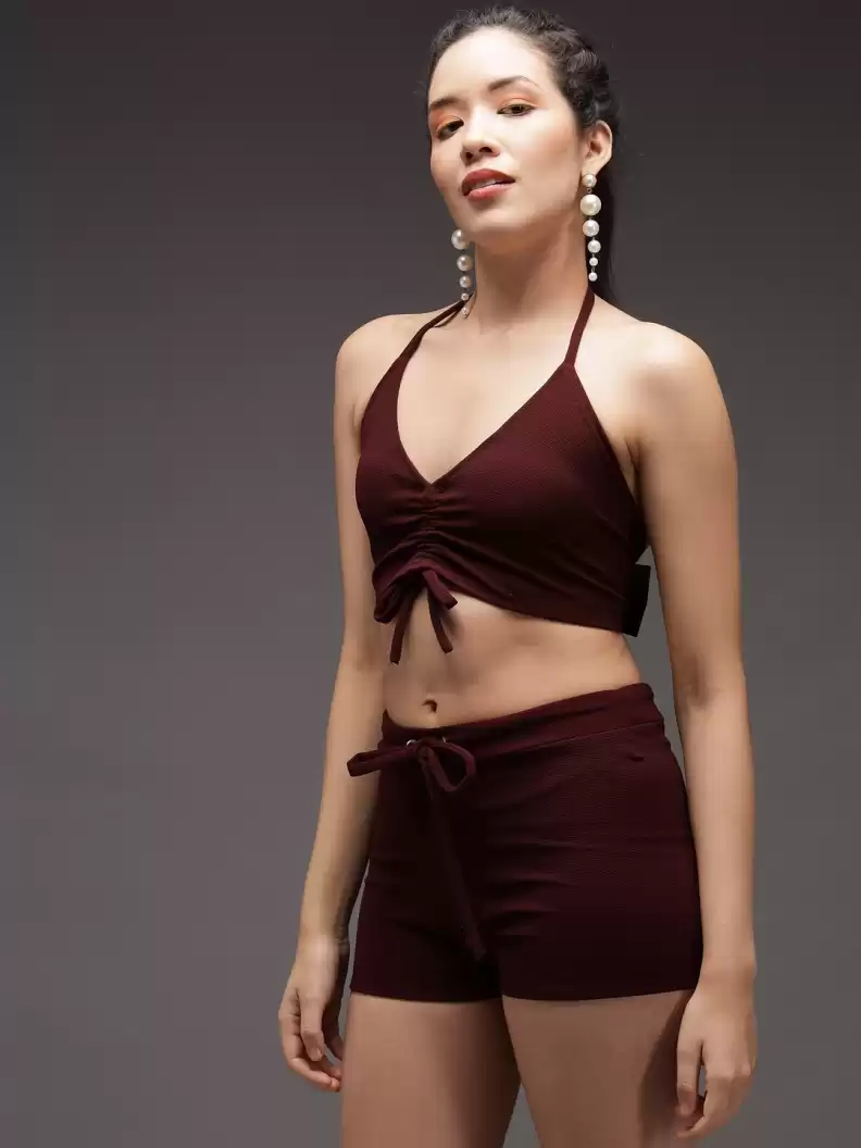 TANDUL  Women Two Piece Dress Maroon Dress