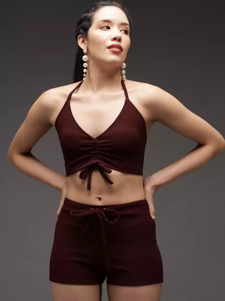 TANDUL  Women Two Piece Dress Maroon Dress