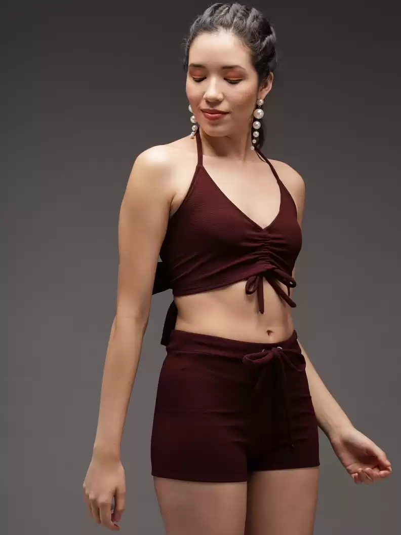 TANDUL  Women Two Piece Dress Maroon Dress