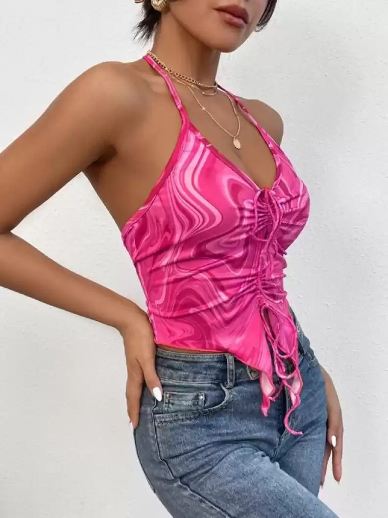 TANDUL  Casual Sleeveless Printed Women Pink Top