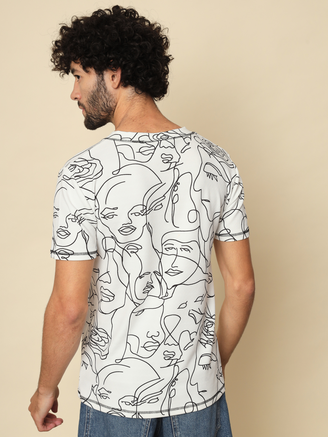 Men Printed Round Neck Multicolor T-Shirt