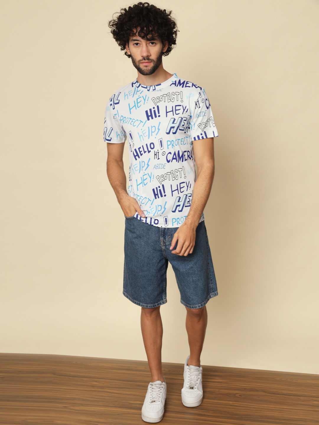 Men Printed Round Neck Multicolor T-Shirt