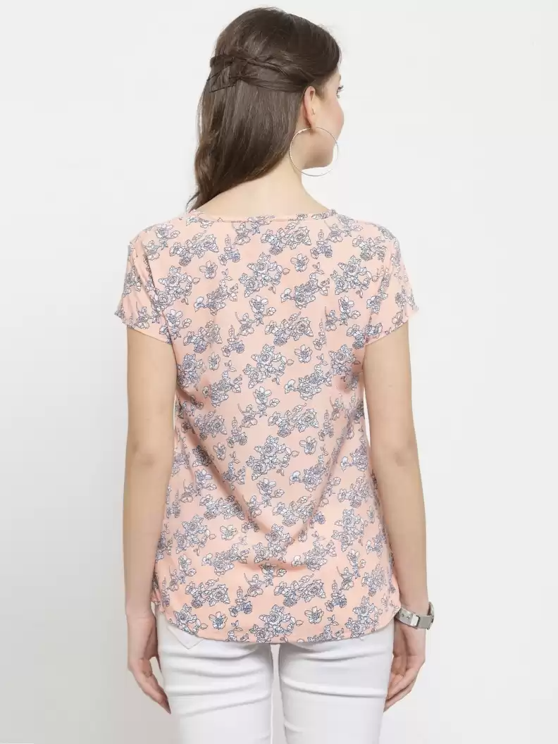 TANDUL  Casual Regular Sleeves Printed Women Pink Top