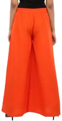 Flared Women Orange Trousers