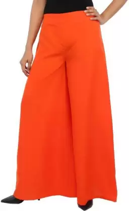 Flared Women Orange Trousers