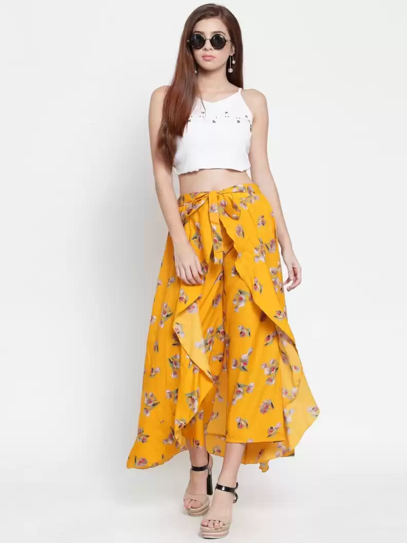 TANDUL  Flared Women Multicolor Poly Crepe Trousers