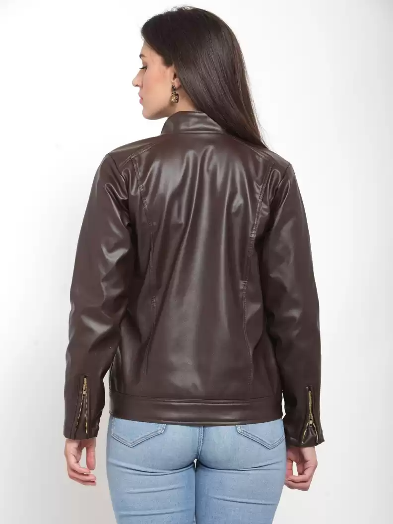 TANDUL  Full Sleeve Solid Women Leather Jacket