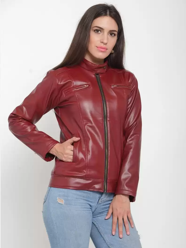 TANDUL  Full Sleeve Solid Women Leather Jacket