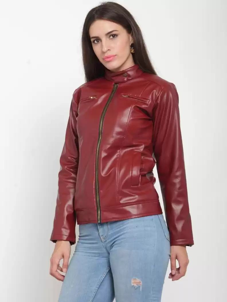 TANDUL  Full Sleeve Solid Women Leather Jacket