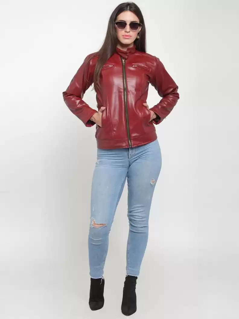 TANDUL  Full Sleeve Solid Women Leather Jacket