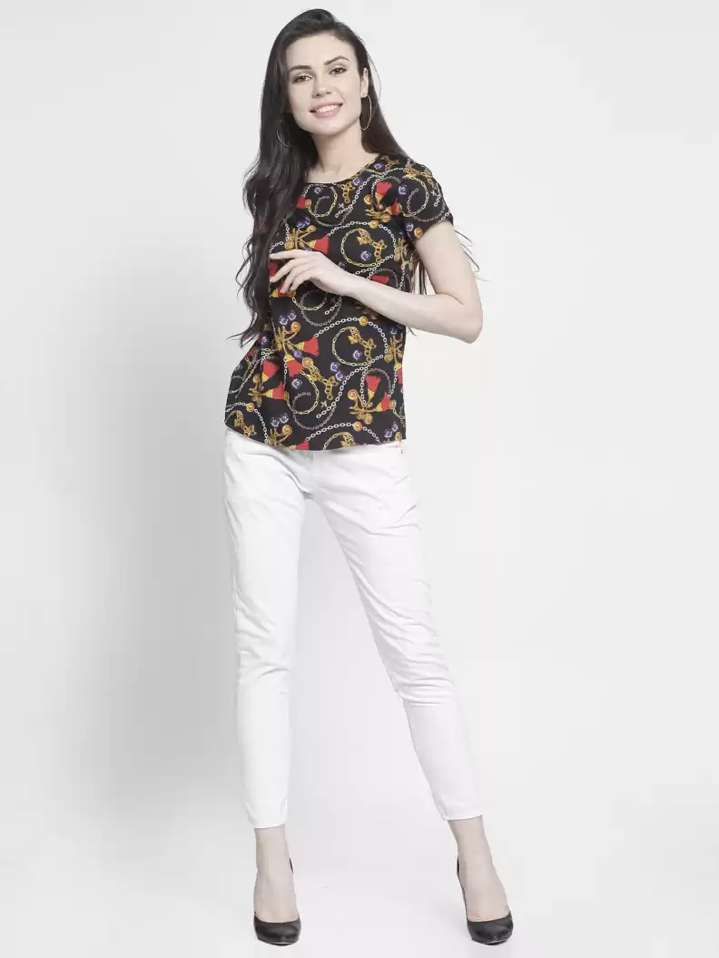 TANDUL  Casual Regular Sleeves Printed Women Multicolor Top