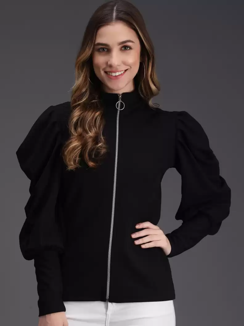 TANDUL  Casual Regular Sleeves Solid Women Black Top