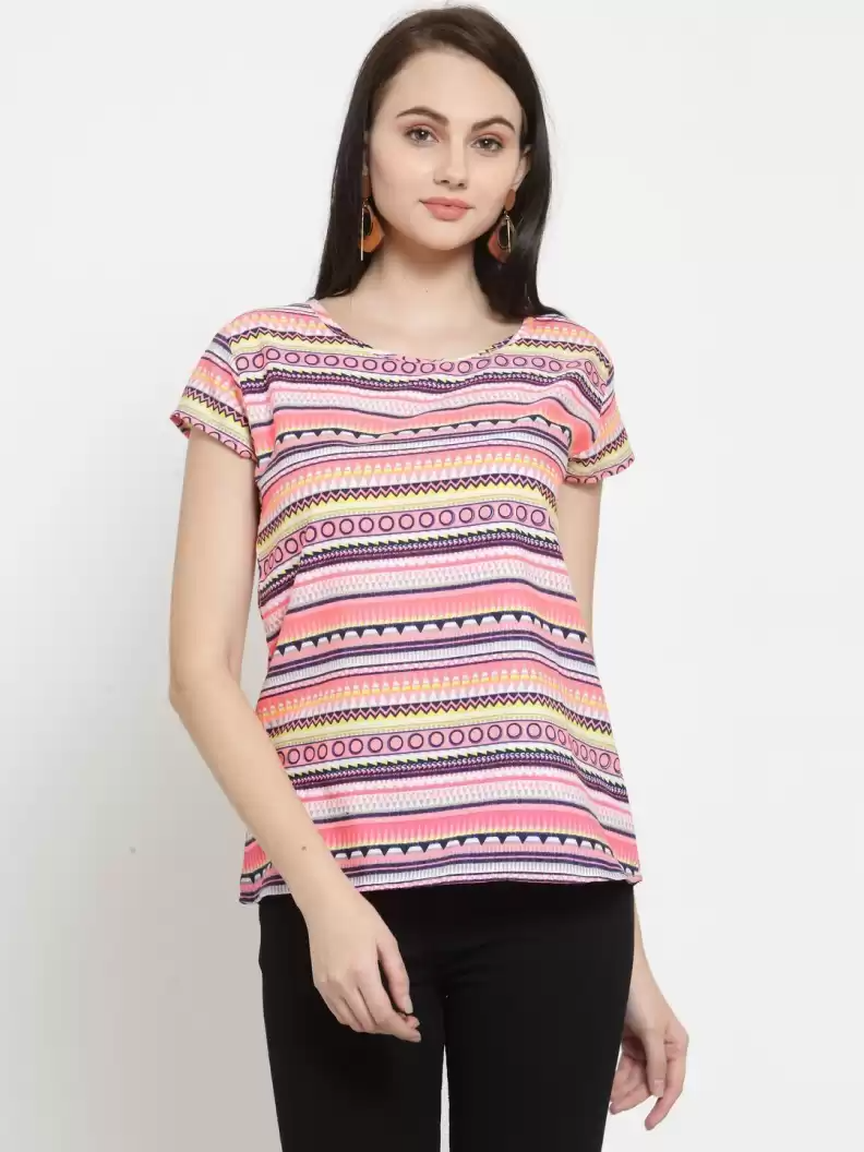 TANDUL  Casual Regular Sleeves Striped Women Multicolor Top