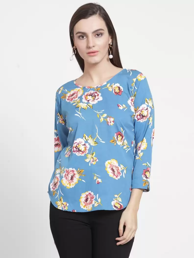 TANDUL  Party Regular Sleeves Floral Print Women Multicolor Top