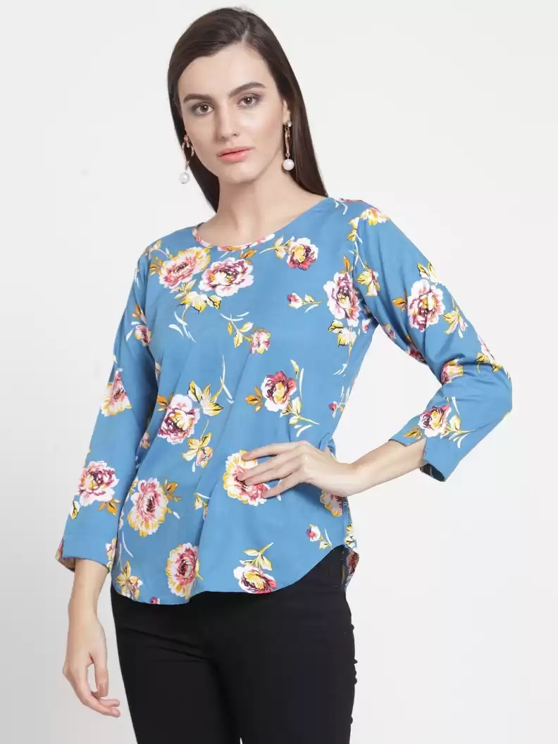 TANDUL  Party Regular Sleeves Floral Print Women Multicolor Top