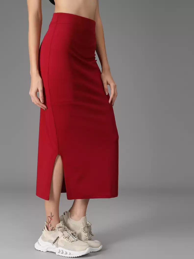 TANDUL  Women Solid Tube Maroon Skirt