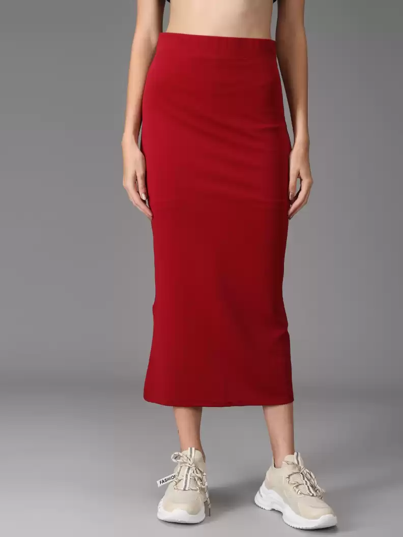 TANDUL  Women Solid Tube Maroon Skirt