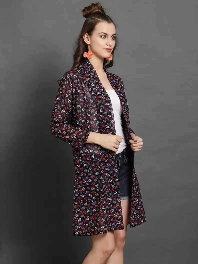 TANDUL  Women 3/4th Sleeve Multicolor Shrug