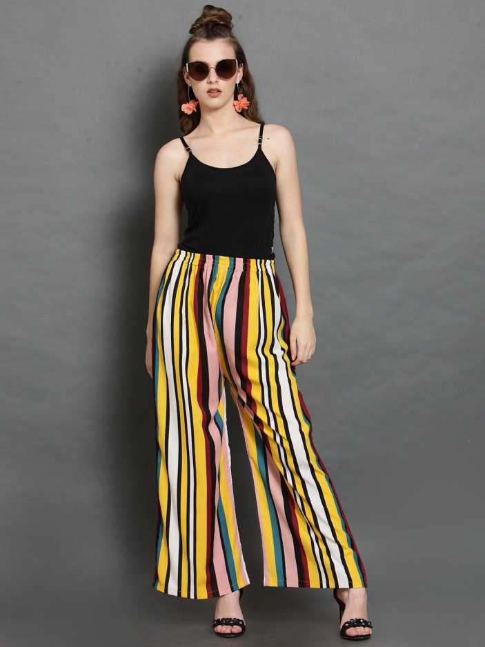 Regular Fit Women Multicolor Crepe Trousers