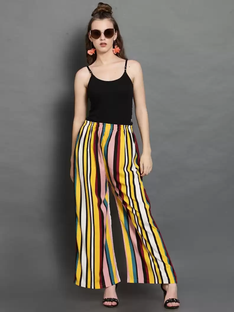 TANDUL  Regular Fit Women Multicolor Crepe Trousers