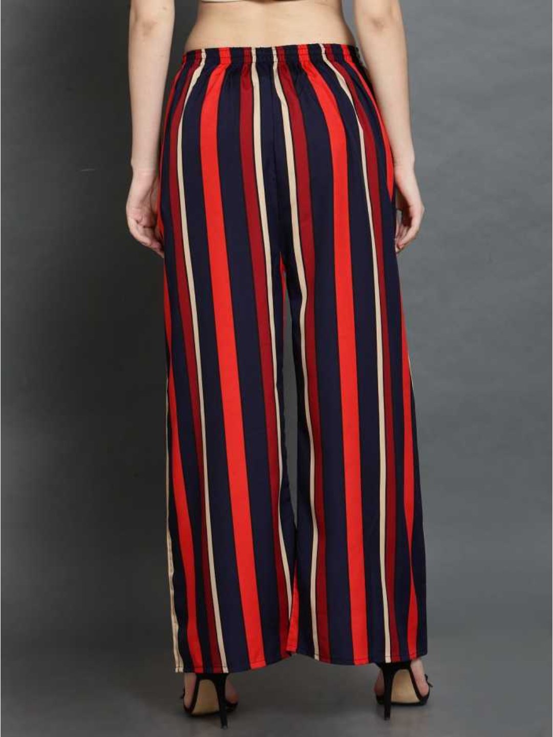 Regular Fit Women Multicolor Crepe Trousers