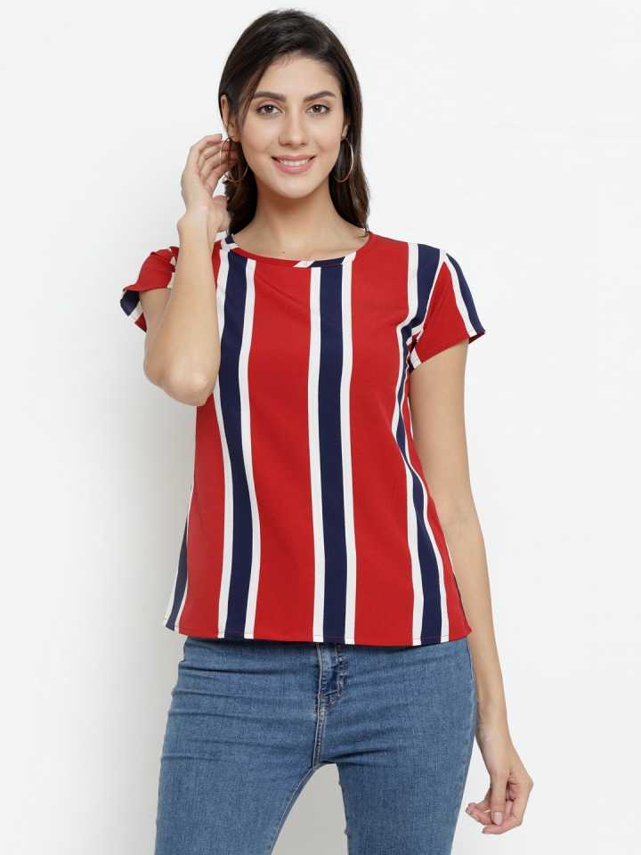 TANDUL  Casual Regular Sleeves Striped Women Multicolor Top