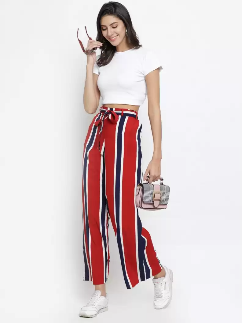 TANDUL  Regular Fit Women Multicolor Crepe Trousers