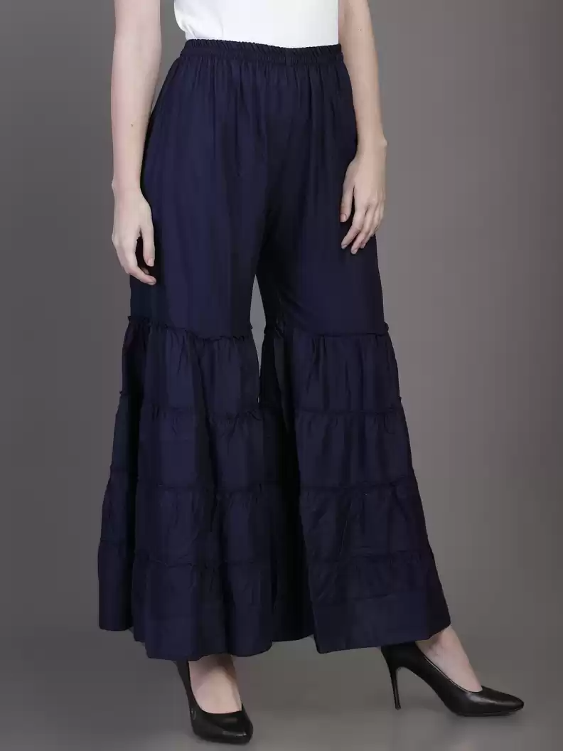 TANDUL  Regular Fit Women Blue Rayon Trousers