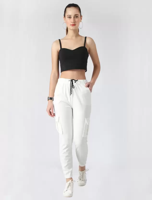 TANDUL  Regular Fit Women White Viscose Blend Trousers