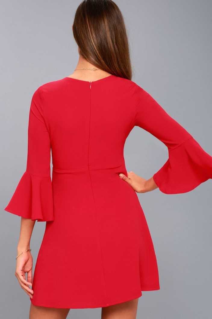 Women A-line Red Dress