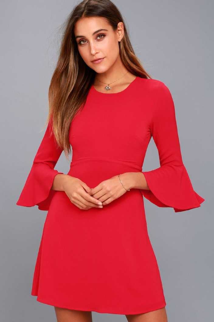 Women A-line Red Dress