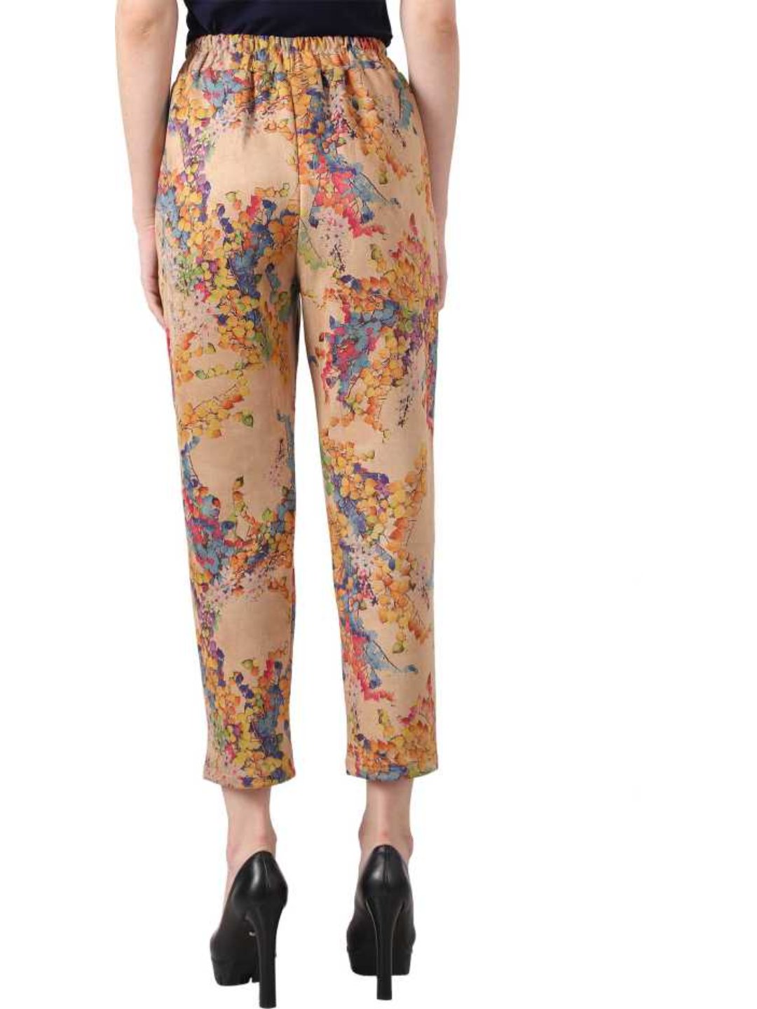 Regular Fit Women Multicolor Viscose Blend Trousers