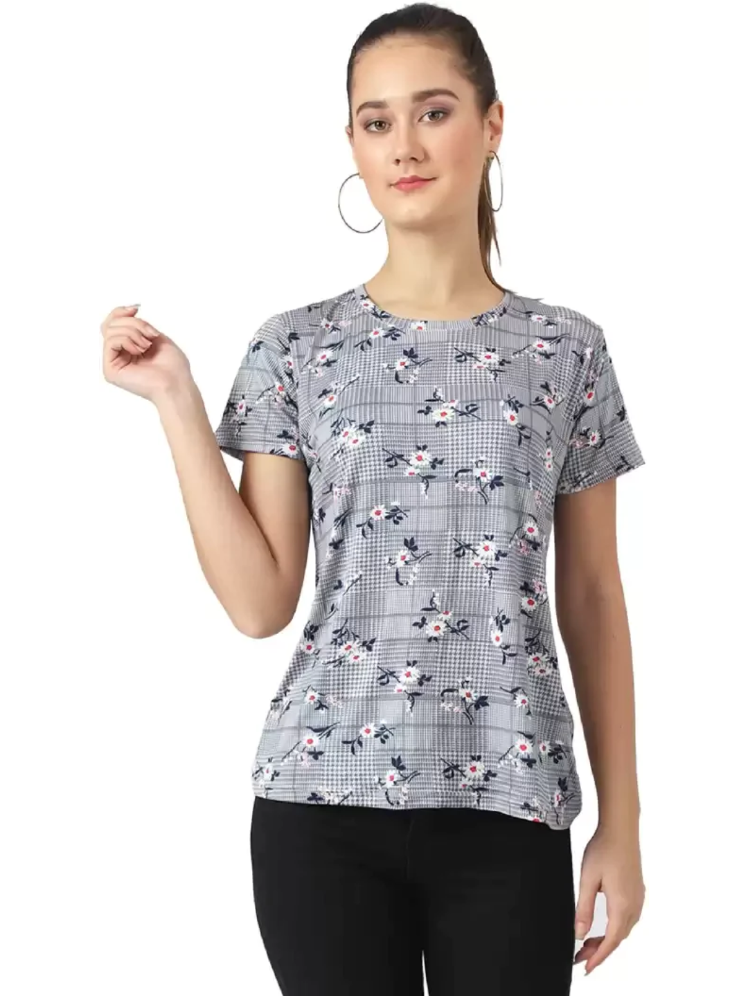 TANDUL  Printed Women Round Neck Multicolor T-Shirt