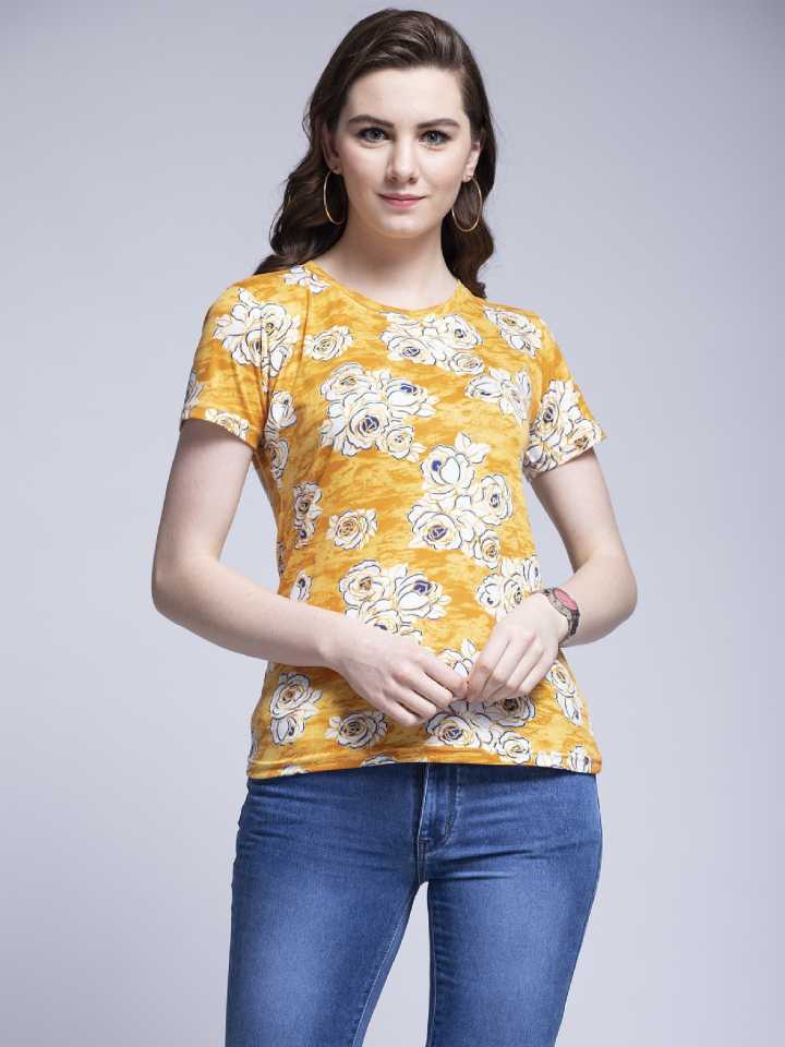 TANDUL  Printed Women Round Neck Multicolor T-Shirt