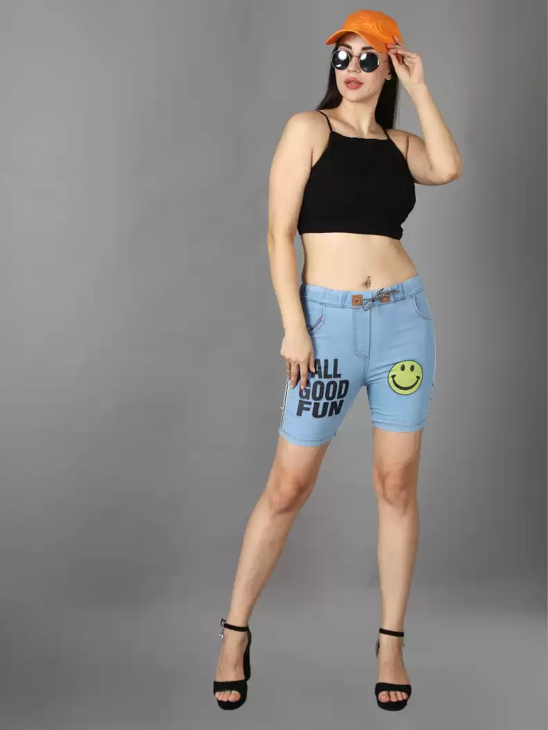 TANDUL  Graphic Print Women Blue Basic Shorts