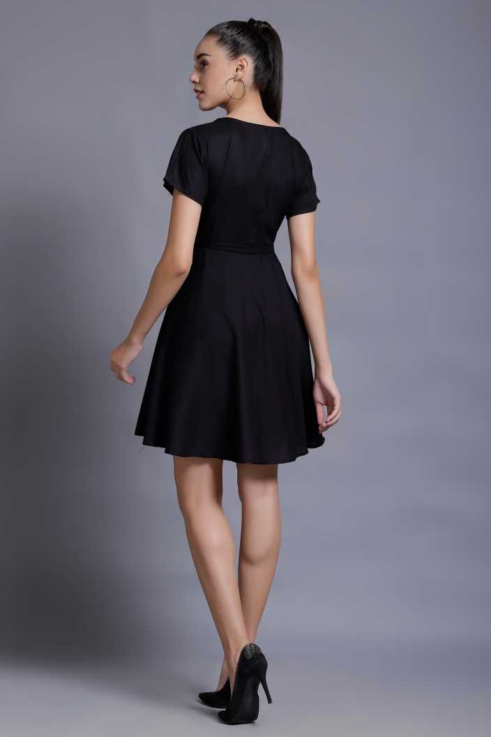 Women A-line Black Dress